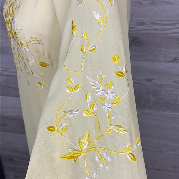Vintage Yellow Embroidered high Slit Maxi Dress - Picture 8 of 8